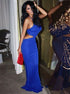 Mermaid Spaghetti Straps Royal Blue Spandex Lace Up Prom Dress LBQ0197